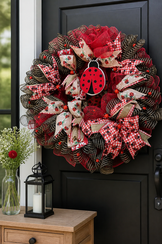 Brown Ladybug Wreath