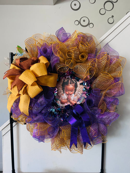 Purple and Gold Little Girl Praying