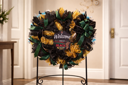 Yellow and Black History Month Wreath