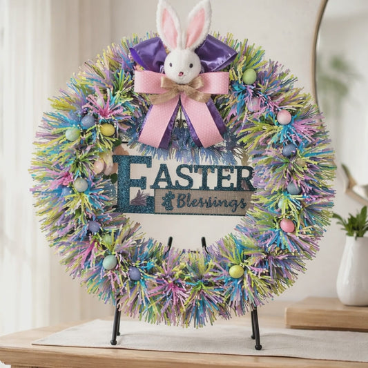 Round Hula Hoop Easter Wreath