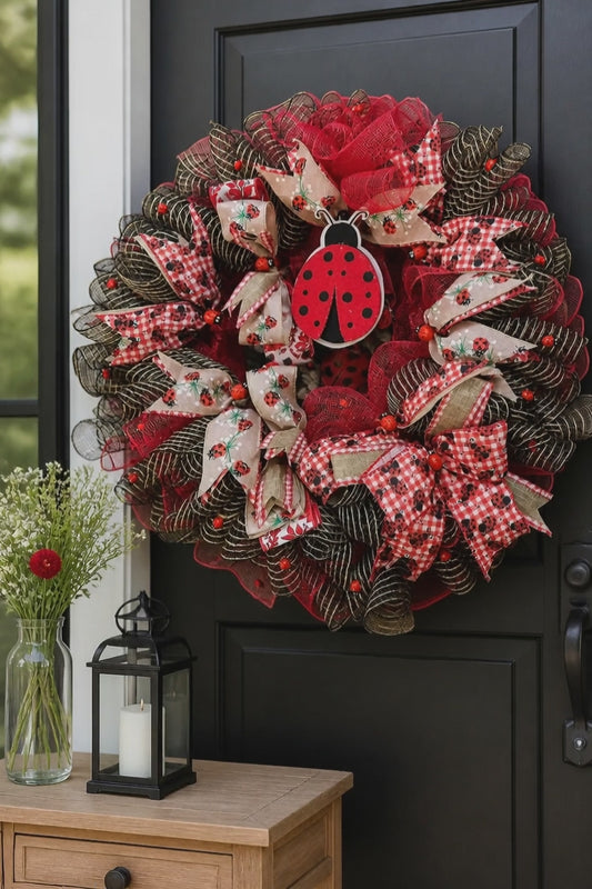 Brown Ladybug Wreath